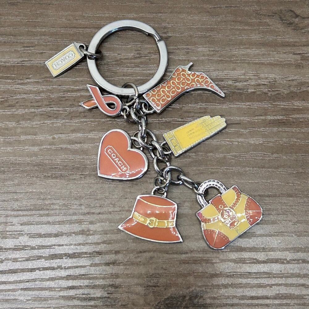 Coach Purse Hat Shoe Ribbon Charms Key Ring Key Fob